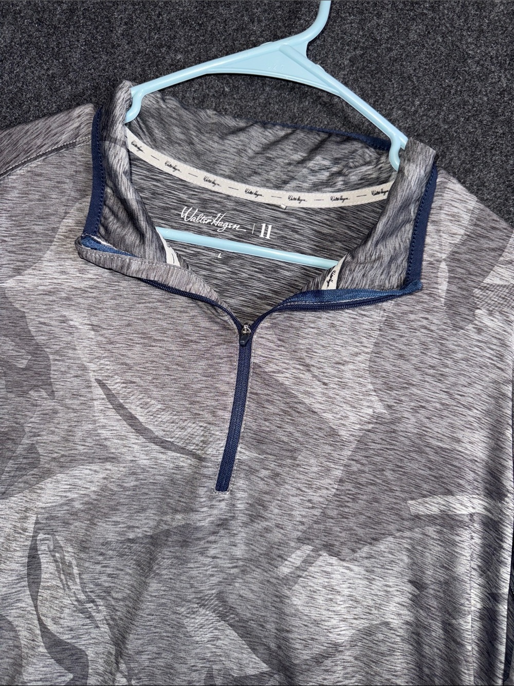 Walter Hagen Mens Grey Camo Quarter Zip Pullover Performance Golf Shirt Large